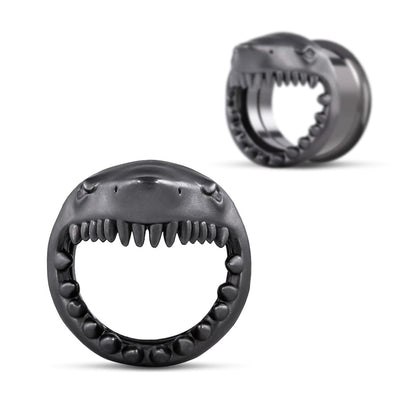 PunkPlugs Shark Ear Tunnels GaugesBlack2g (6mm) - PunkPlugs