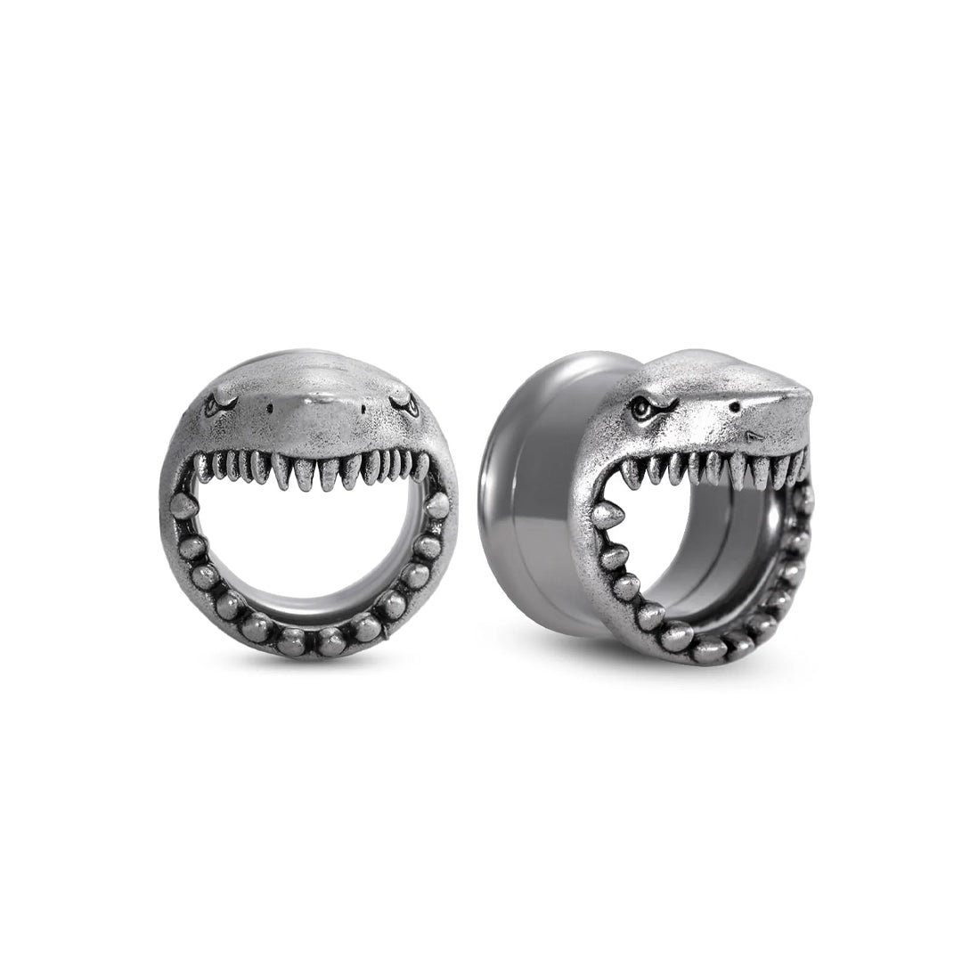 PunkPlugs Shark Ear Tunnels GaugesSilver2g (6mm) - PunkPlugs