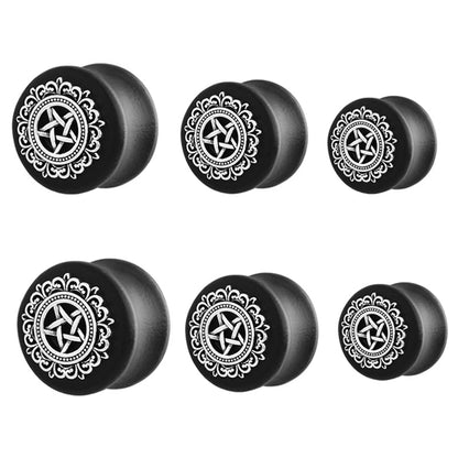 PunkPlugs Silver Star Sandalwood Ear Gauges Plugs2g (6mm)Black - PunkPlugs