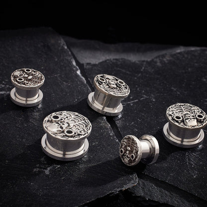 PunkPlugs Skull Ear Tunnels 8 - 16mmSilver0g (8mm) - PunkPlugs