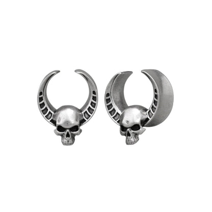 PunkPlugs Skull Head Copper Ear Saddles TunnelsSilver0g (8mm) - PunkPlugs