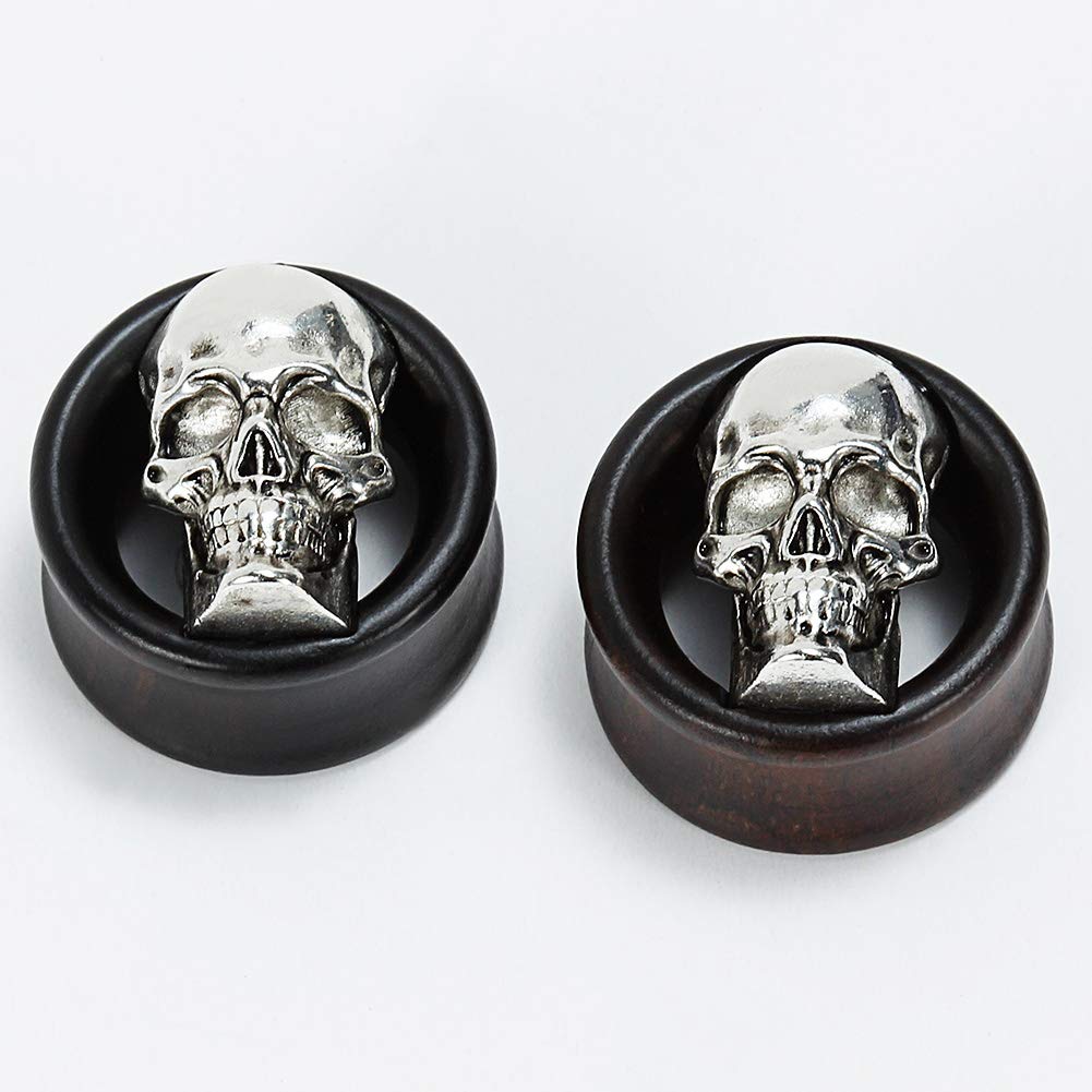 PunkPlugs Skull Head Ear Tunnels - 1 Pair/2 PiecesSkull0g (8mm) - PunkPlugs