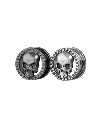 PunkPlugs Skull Ear Tunnels for Stretched EarsBlack0g (8mm) - PunkPlugs