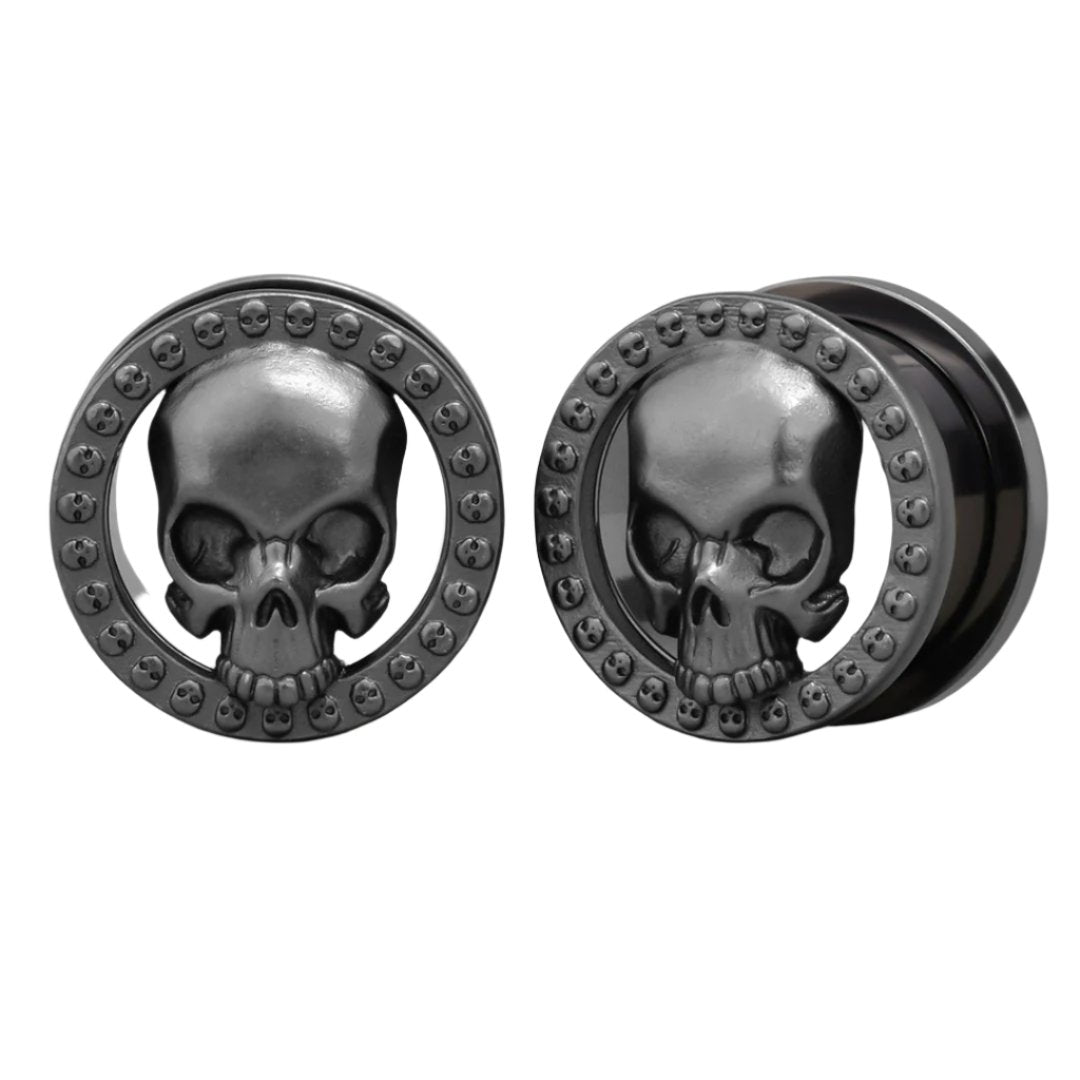 PunkPlugs Skull Ear Tunnels for Stretched EarsBlack0g (8mm) - PunkPlugs