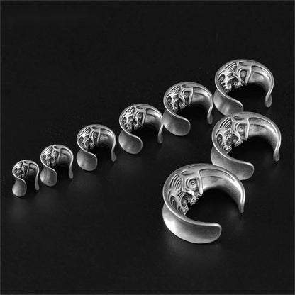 PunkPlugs Skull Moon Ear Tunnels SaddlesGold0g (8mm) - PunkPlugs