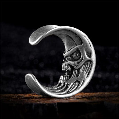 PunkPlugs Skull Moon Ear Tunnels SaddlesGold0g (8mm) - PunkPlugs