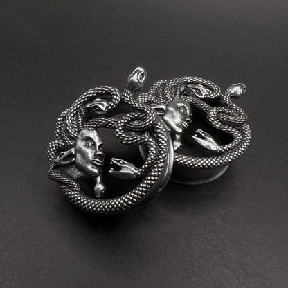 PunkPlugs Snake Head Ear TunnelsSilver0g (8mm) - PunkPlugs