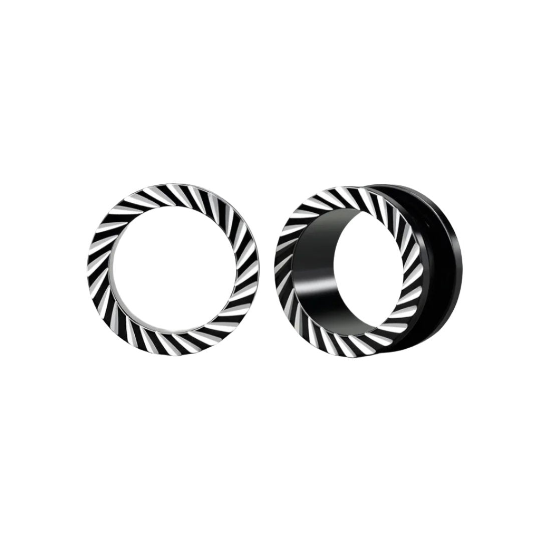 PunkPlugs Spiral Pattern Ear TunnelsSilver0g (8mm) - PunkPlugs