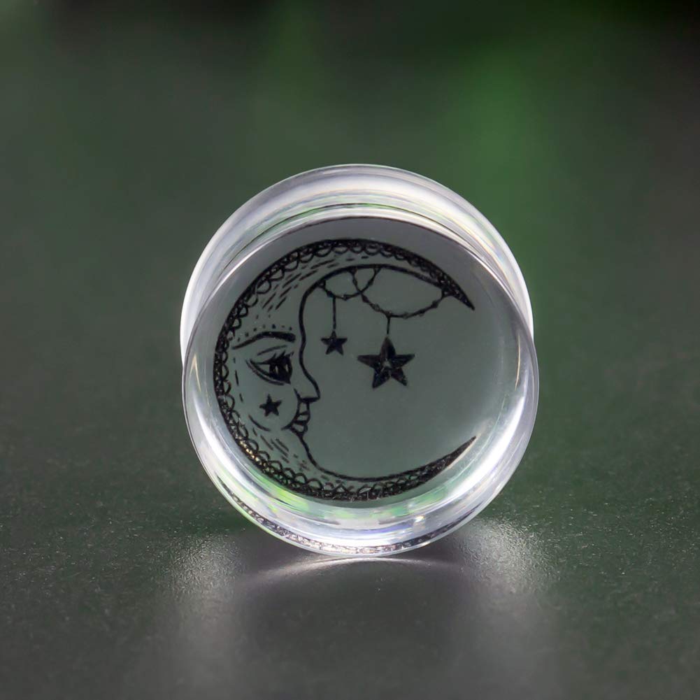 Clearance! Sun & Moon Acrylic Ear Plugs0g (8mm)1 Pair (2 Pieces) - PunkPlugs