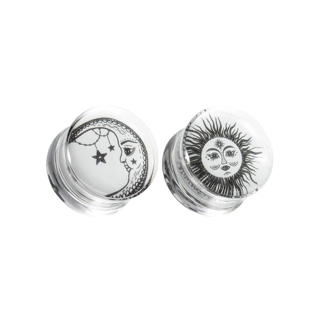 Clearance! Sun & Moon Acrylic Ear Plugs0g (8mm)1 Pair (2 Pieces) - PunkPlugs