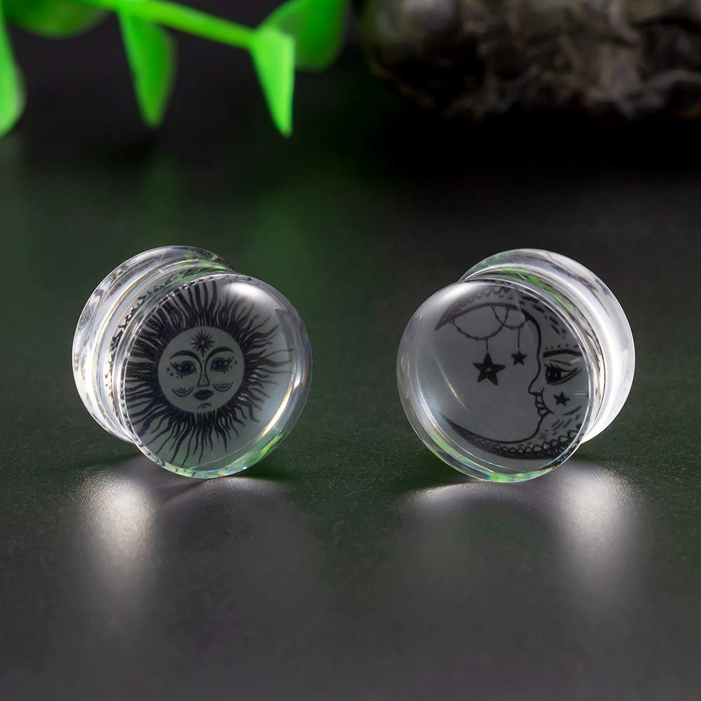 Clearance! Sun & Moon Acrylic Ear Plugs0g (8mm)1 Pair (2 Pieces) - PunkPlugs