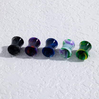 PunkPlugs Tie Dye Swirl Acrylic Ear TunnelsBlack2g (6mm) - PunkPlugs