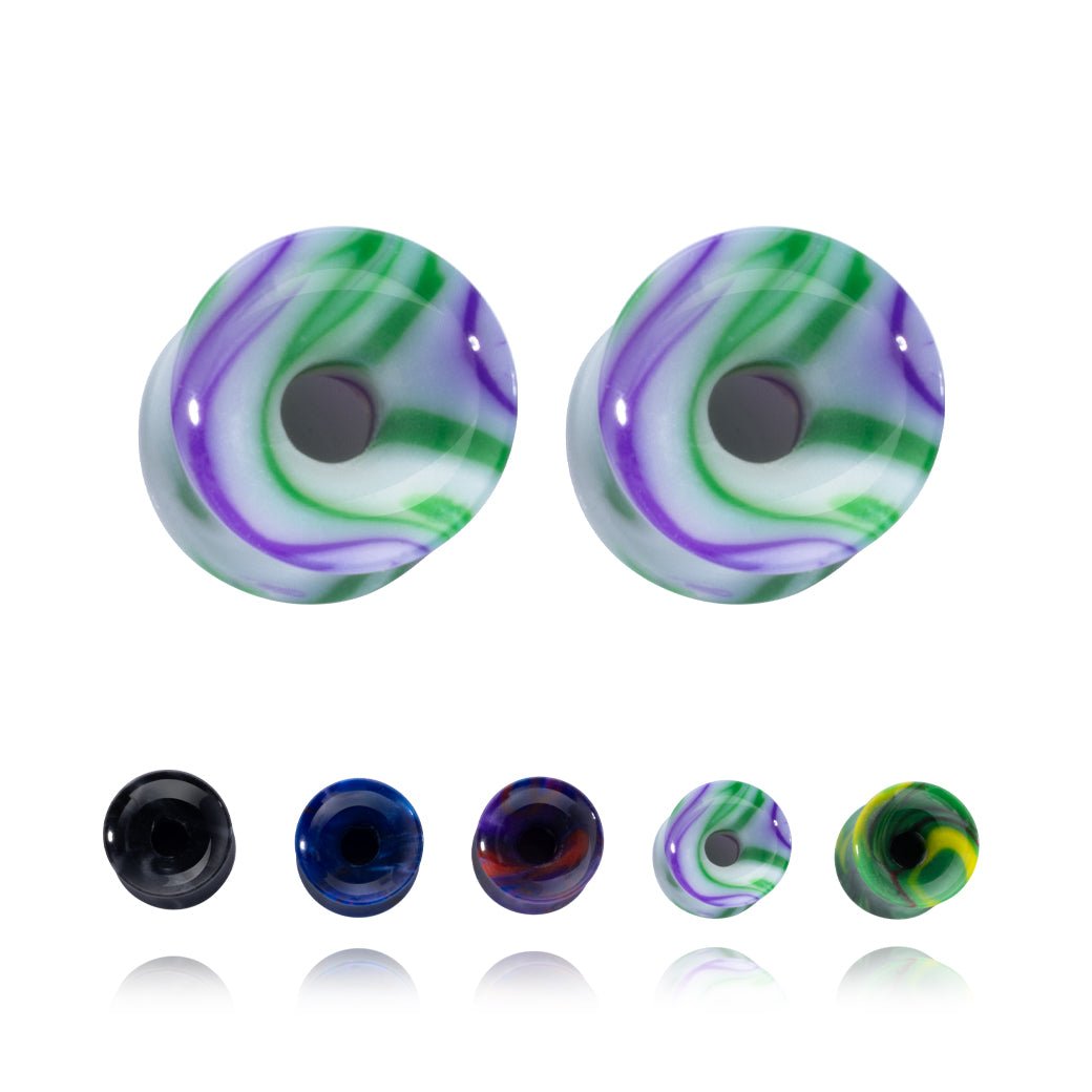 PunkPlugs Tie Dye Swirl Acrylic Ear TunnelsBlack2g (6mm) - PunkPlugs