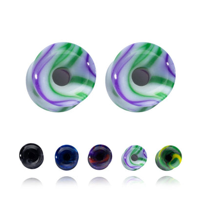 PunkPlugs Tie Dye Swirl Acrylic Ear TunnelsBlack2g (6mm) - PunkPlugs