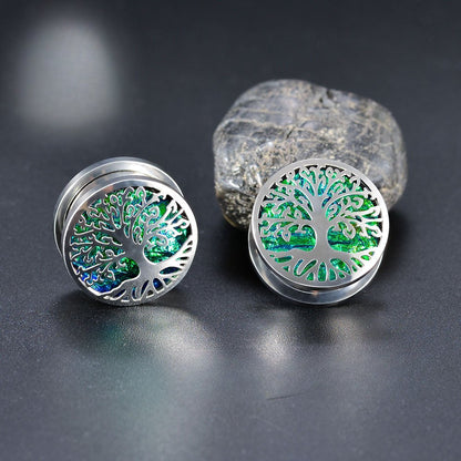 PunkPlugs Tree Of Life Ear Plugs00g (10mm)Silver - PunkPlugs