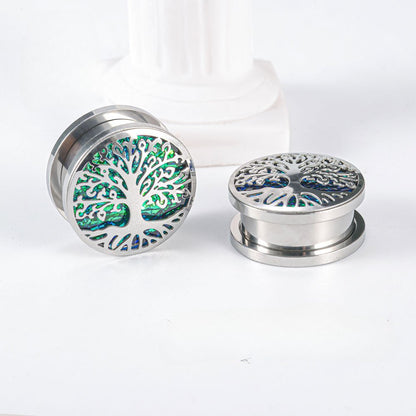 PunkPlugs Tree Of Life Ear Plugs00g (10mm)Silver - PunkPlugs