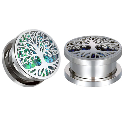 PunkPlugs Tree Of Life Ear Plugs0g (8mm)Silver - PunkPlugs