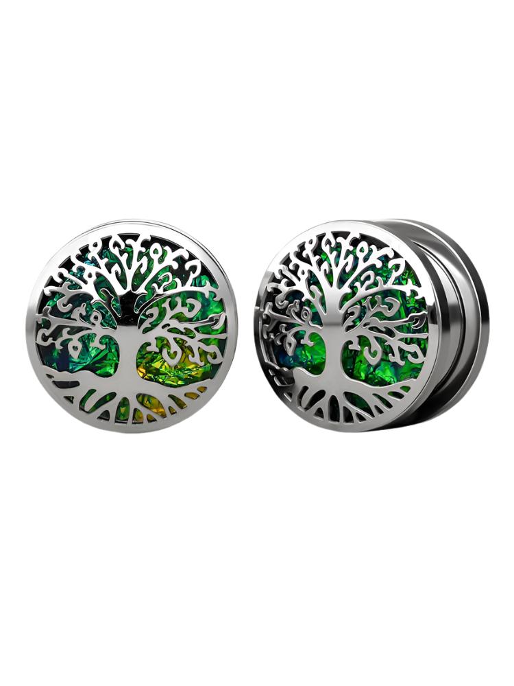 PunkPlugs Tree Of Life Ear Plugs0g (8mm)Silver - PunkPlugs