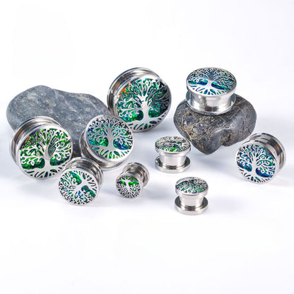 PunkPlugs Tree Of Life Ear Plugs0g (8mm)Silver - PunkPlugs