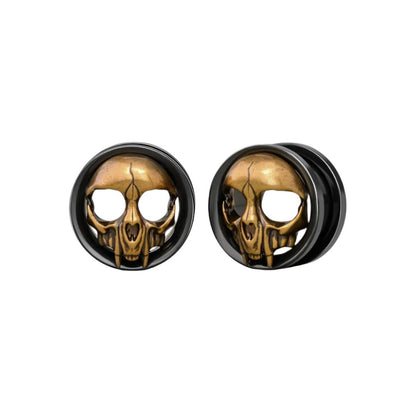 Punkplugs Unique Skull Head Ear Gauges TunnelsGold0g (8mm) - PunkPlugs