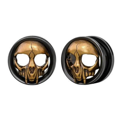 Punkplugs Unique Skull Head Ear Gauges TunnelsGold0g (8mm) - PunkPlugs