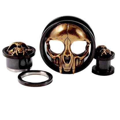 Punkplugs Unique Skull Head Ear Gauges TunnelsGold0g (8mm) - PunkPlugs