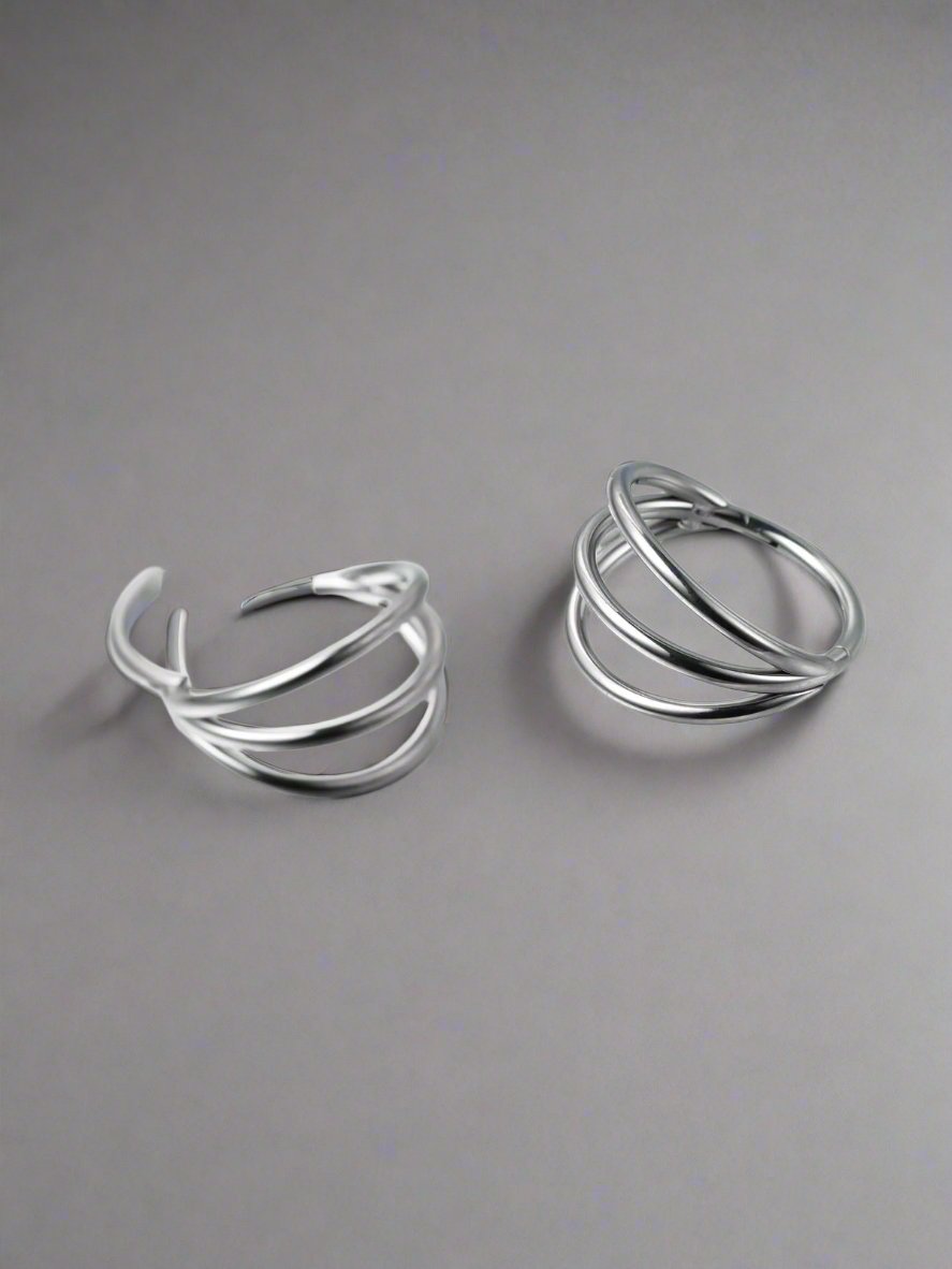 Triple Layered Steel Nose Ring - PunkplugsHoop Diameter: 8mmSilver - PunkPlugs