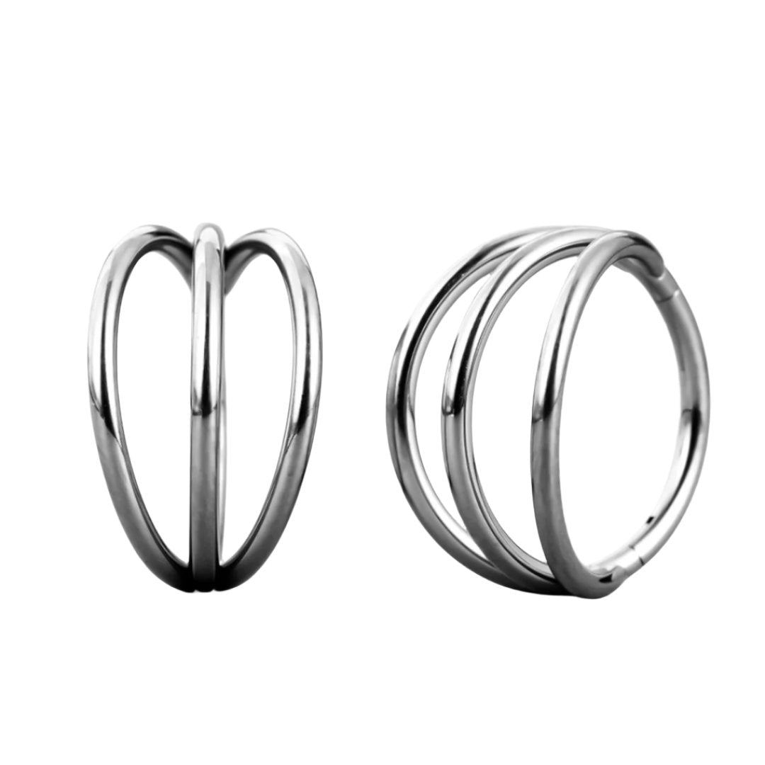 Triple Layered Steel Nose Ring - PunkplugsHoop Diameter: 10mmSilver - PunkPlugs